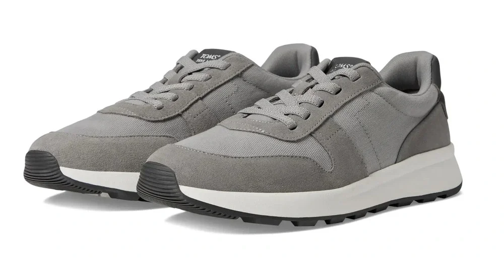 Toms Mens TRVL LITE Retro Runner Casual Sneakers Size 12 Grey Suede Twill NIB
